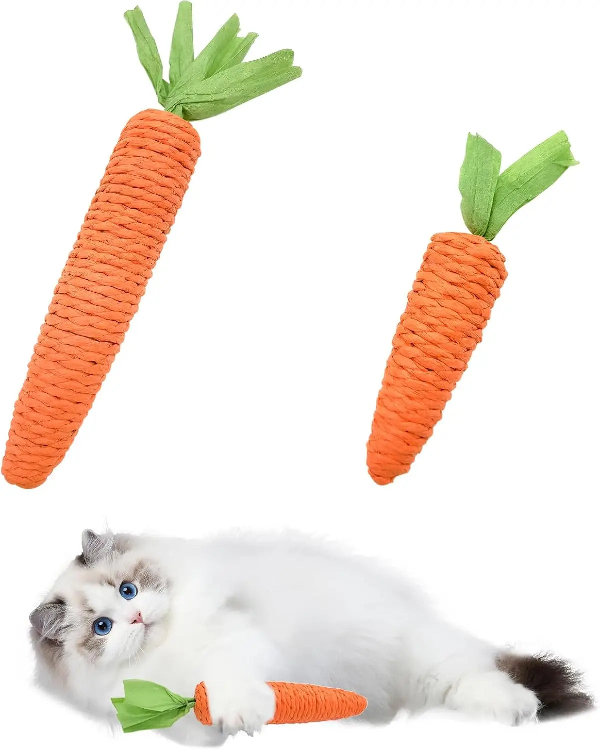 Cat Toys Self-Entertainment Carrot Teething and Cat Teasing Sticks, Bite-Resistant and Scratch-Resistant Teething and Clawing