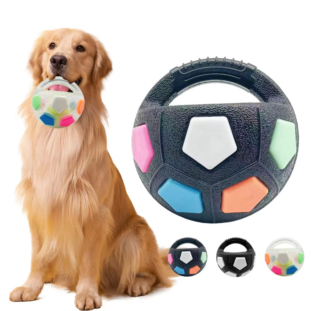 Dog Toys Soccer Ball with Handle outside Squeaky Floating for Tug of War Dog Tug Toy for Small Mudiem Large Breed Playing Gifts