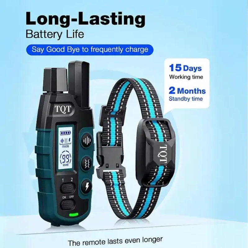 TQT Dog Training Collar 3300FT Range with IP67 Waterproof, Adjustable Beep, Vibration & Safe Shock Modes, Remote Control, Rechargeable E-Collar
