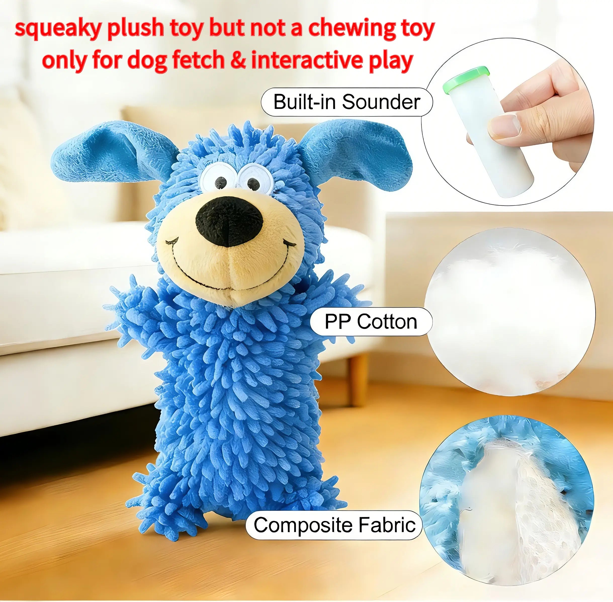 Interactive Squeaky Plush Dog Toys but Not Chew Toys, Suitable for Throwing and Catching Games and Interactive Play between Owners and Dogs, Chenille Material Reinforced Seams Only for Light Chewers Small/Medium Breeds, Supervise Play to Extend Toy Life