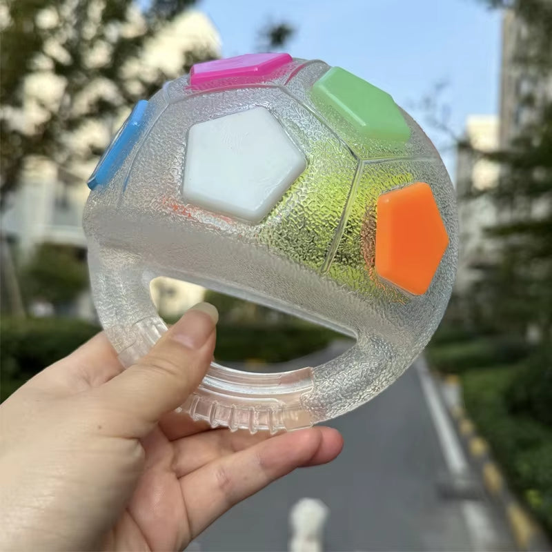 Dog Toys Soccer Ball with Handle outside Squeaky Floating for Tug of War Dog Tug Toy for Small Mudiem Large Breed Playing Gifts