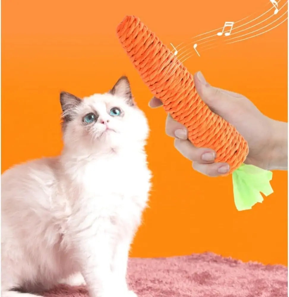 Cat Toys Self-Entertainment Carrot Teething and Cat Teasing Sticks, Bite-Resistant and Scratch-Resistant Teething and Clawing